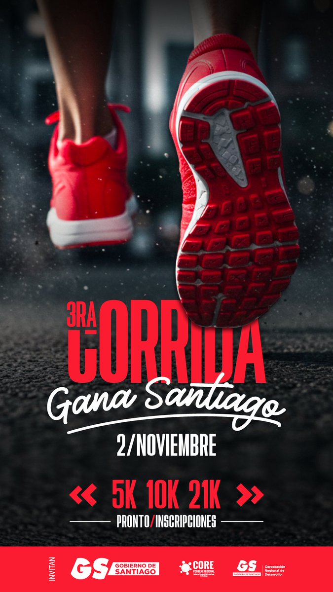 Prepara tus zapatillas y tu outfit porque ya tenemos fecha confirmada para la Tercera Corrida #GanaSantiago

Te esperamos el próximo domingo 2 de noviembre para vivir la fiesta deportiva gratuita ¡¡más grande de la región!!

Apertura de inscripciones, ¡pronto!