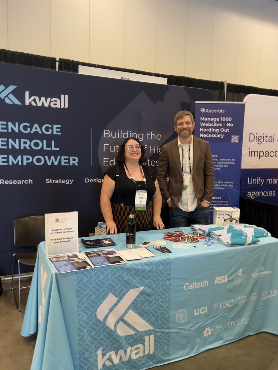 🚀 Happening now at Digital Collegium 2025!
The KWALL team is here. Stop by our booth to say hi, check out our latest higher ed web solutions, and grab some swag. 🎉