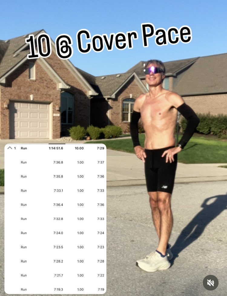 Second run at goal pace in 2 days - legs felt surprisingly peppy once I got going #runhardhavefun #marathontraining #bemonumental #dowork #improveeveryday #runindy #aimhigh #chillcoverclose