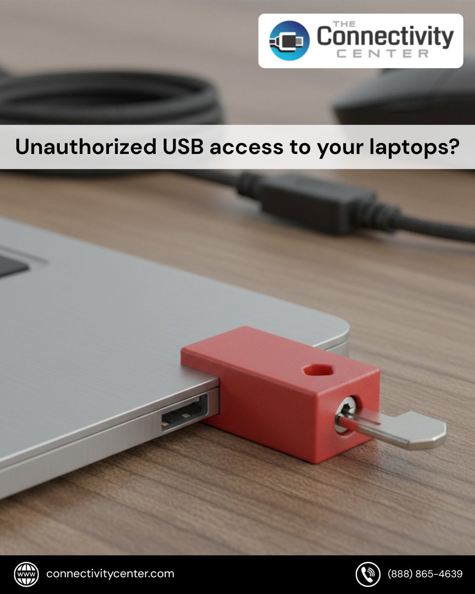 Secure devices with our USB Port Blockers for Laptops. Ideal for corporate use or institutions, they stop unwanted connections. Explore USB Port Blocker hardware sets and bundles today.

Protect your assets. Shop now: connectivitycenter.com 
#LaptopSecurity