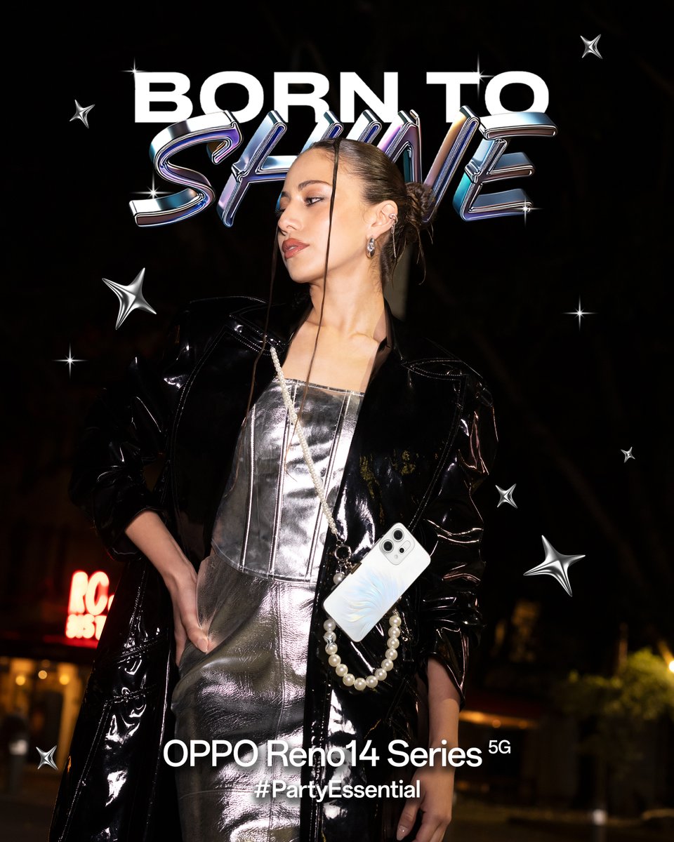 OPPOMexico's tweet image. Brilla como la estrella que eres con la nueva #OPPOReno14Series y vuélvela tu accesorio #PartyEssential para tu #OOTN con su diseño iridiscente. #BornToShine 🪩 Conócelo aquí: oppo.com/mx/smartphones…
