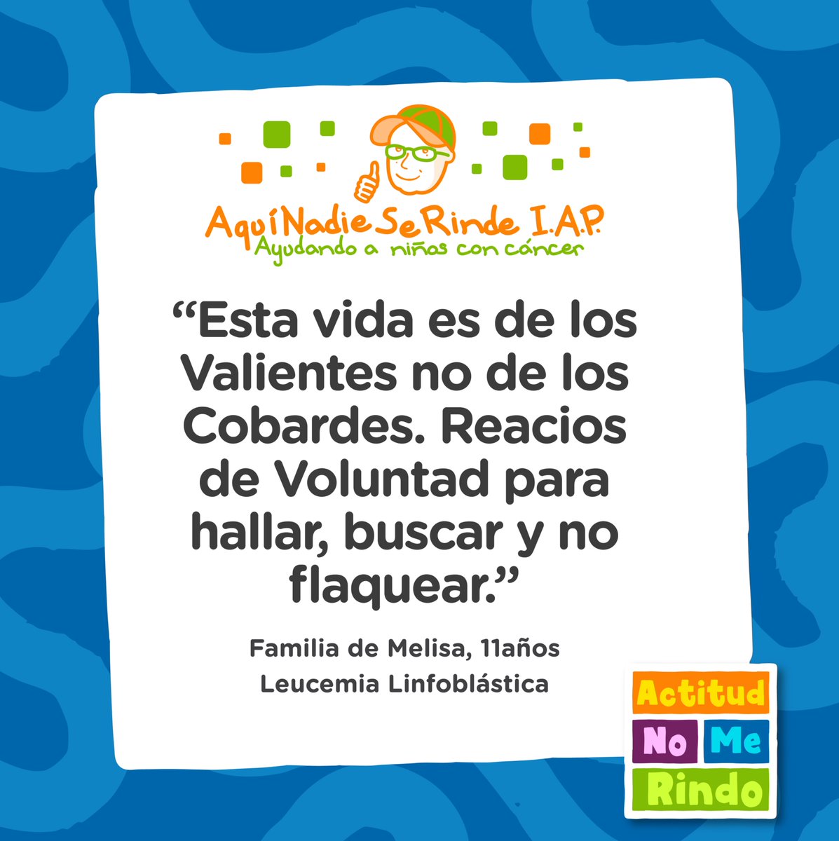 ¡Iniciamos la semana con una dosis de #ActitudNoMeRindo! 🌟
Melisa y su familia nos comparte un mensaje de valentía y voluntad inquebrantable. Su lucha contra la Leucemia Linfoblástica nos inspira a no flaquear. ¡A seguir luchando por un futuro lleno de esperanza!
