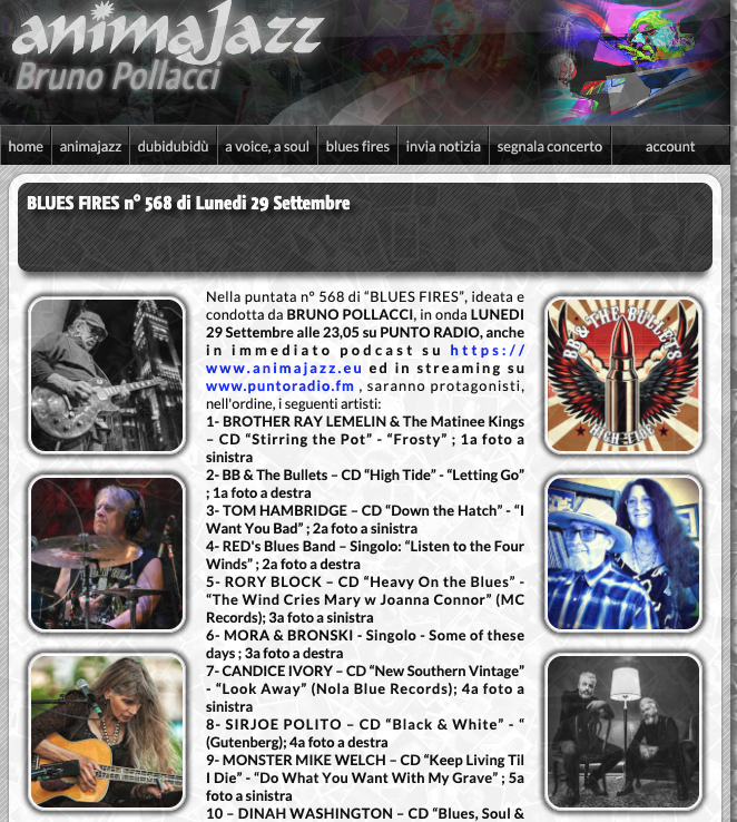 Thanks to Bruno Pollacci and his show Blues Fries for playing our Rory Block record released last month, "Heavy On Blues." You can listen here, zurl.co/N380U
