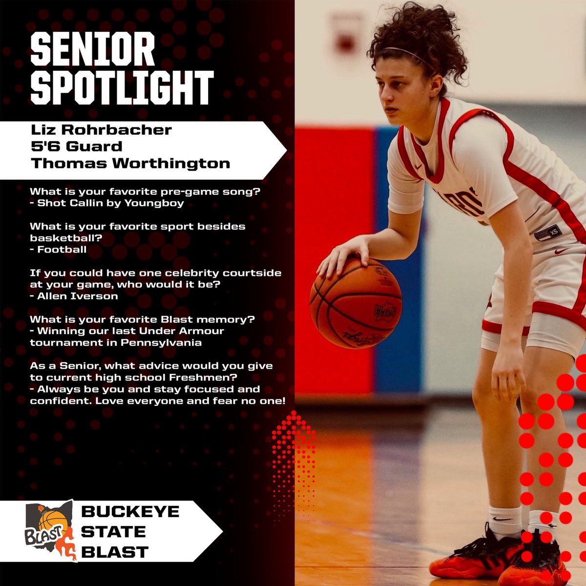The_Blast_AAU's tweet photo. Our Senior Spotlight this week is Liz Rohrbacher from Thomas Worthington High School! https://t.co/jOLJgBSHAV