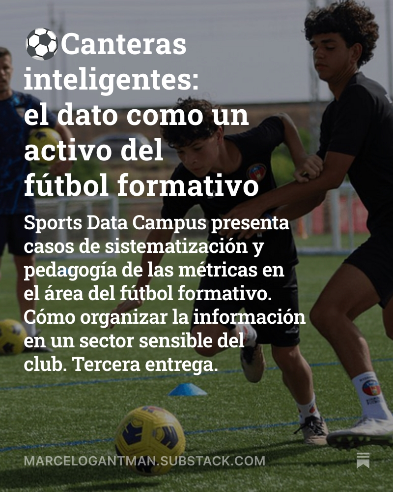 ⚽Canteras inteligentes: el dato como un activo del fútbol formativo

<a href="/SportsDataCamp/">SPORTS DATA CAMPUS</a>  presenta casos de sistematización y pedagogía de las métricas en el área del fútbol formativo. Cómo organizar la información en un sector sensible del club. Tercera entrega.