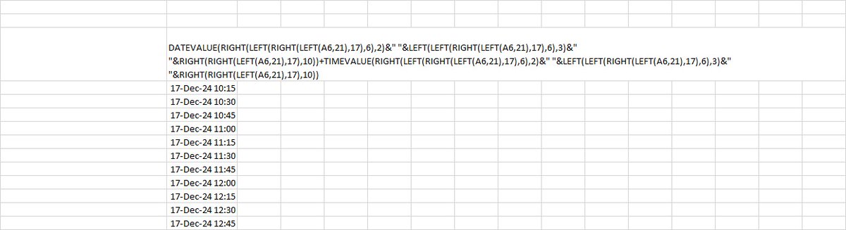 sumoy123's tweet photo. Here is my solution. Just paste the above Excel formula in a new column and the output is an Date &amp; Timestamp identifiable by Excel. Cell A6 is the only variable here. [As usual, copy the formula to other cells &amp; A1, A2...A7,A8,A9 ...are automatically converted :) ] https://t.co/oL2yLmzdl2