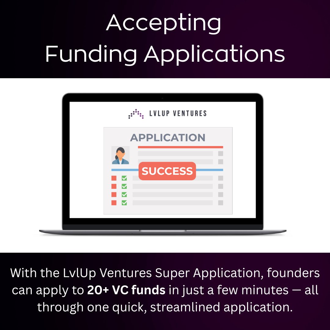 🚀 We’re Ready to Fund Our Next Deal! LvlUp Ventures is officially accepting funding applications.

👉 Ready to apply? Fill out the 5-minute super application today and get your company in front of 20+ active VCs.

🔗 Apply Now: lvlup.vc/apply/funding-…