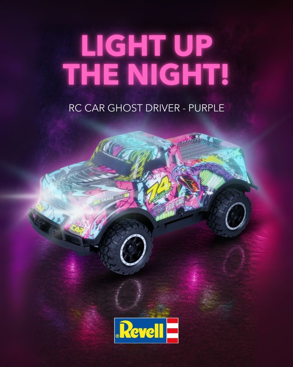 RevellUSA's tweet photo. Shadows twist and flicker as the Ghost Driver races through the darkness, leaving ghostly trails in its wake👻Revell Control RC Car Ghost Driver - Purple | LED Lighting | Scale 1:22 | Ages 6+
Get yours here: https://t.co/LCb1yxIxGr
#Revell #RevellControl #GhostDriverRC #RCRacing https://t.co/WQPqNin6dh