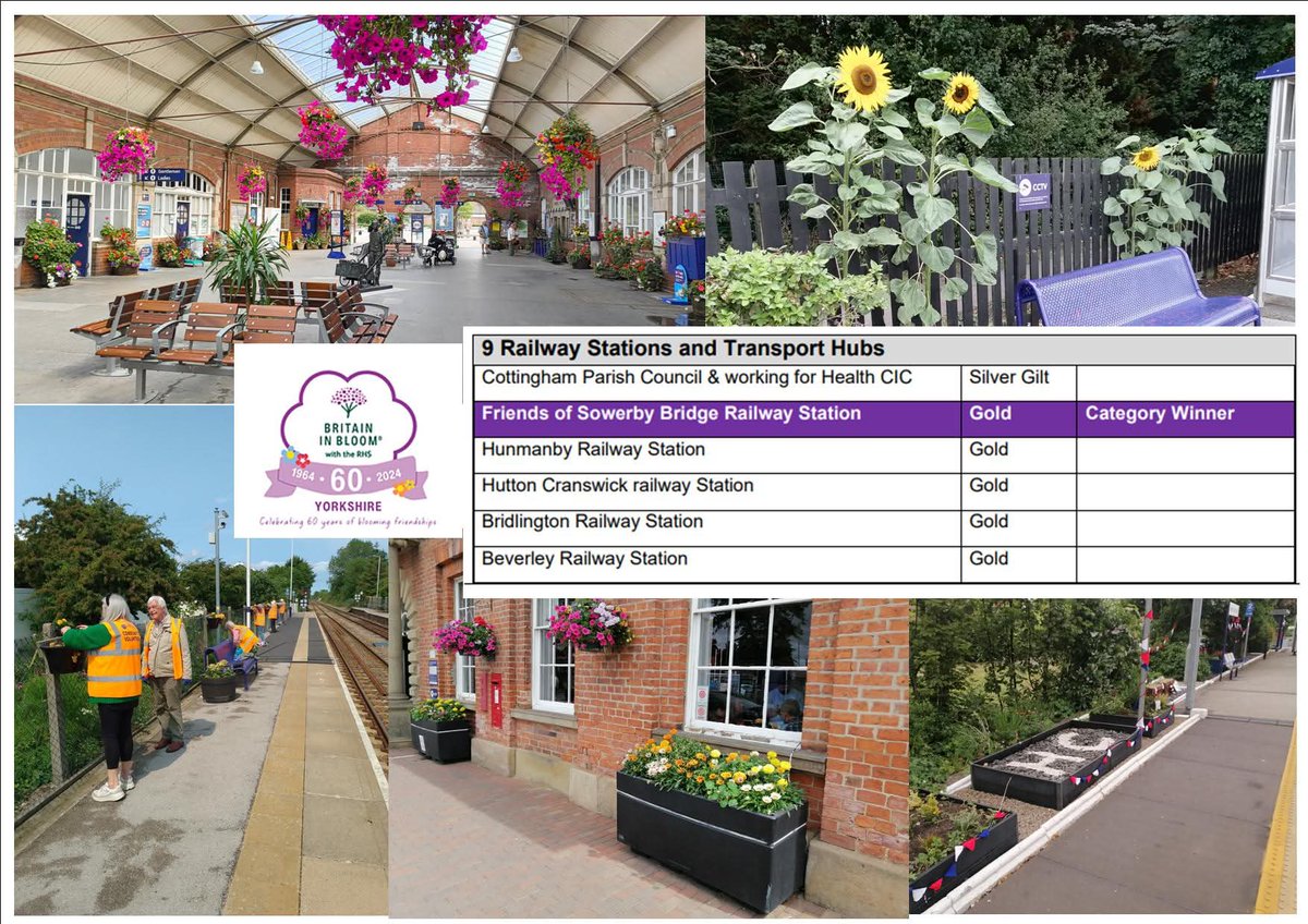 The Yorkshire in Bloom results are out and we are extremely proud of our station adoption groups who have won a good number of awards between them.
Full results at
yorkshireinbloom.co.uk