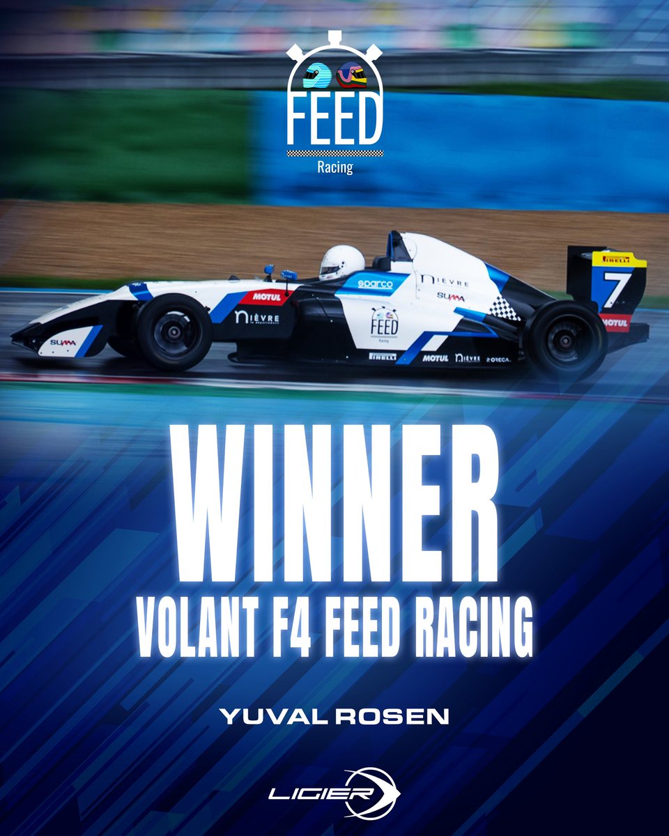 LigierAutomotiv's tweet photo. 🏆 The Volant Feed Racing crowns a new talent!

Yuval ROSEN takes the Volant F4 Feed Racing 2025 crown at Magny-Cours!

👉 Next step: the 2026 French F4 Championship, this time behind the wheel of the Ligier JS F422!

#LigierAutomotive #JustRaceIt #LigierJSF422 #F4 #Motorsport https://t.co/PpUbgC1Joa
