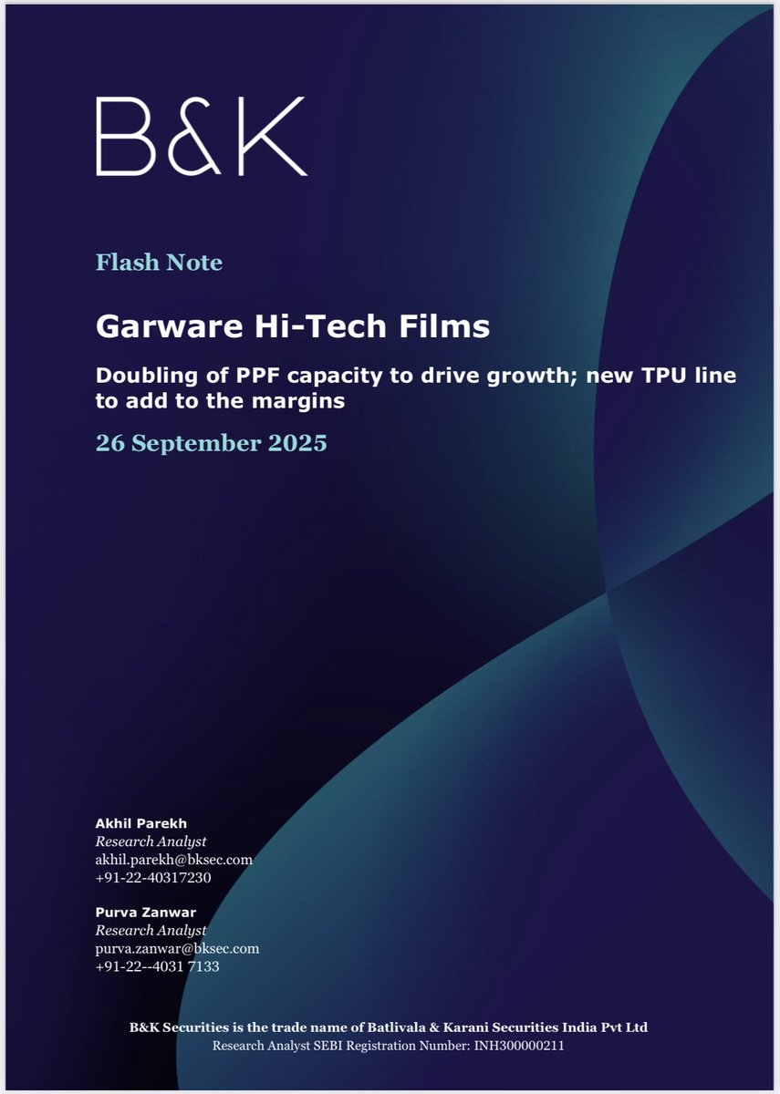 kkg_1991's tweet image. 🚀 Thread: Why Garware Hi-Tech Films (GHFL) is entering a high-growth phase! 🎬✨
#GarwareHiTech #PPFGrowth #Investing