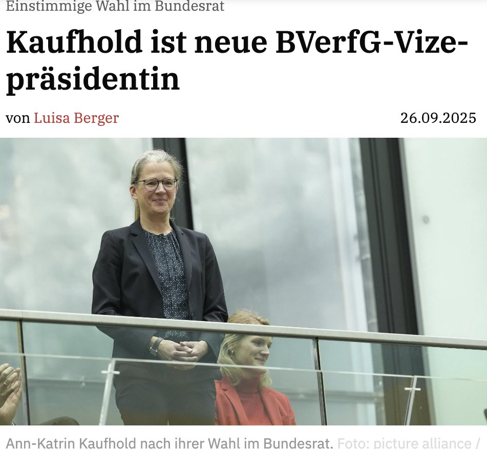 Ann-Katrin Kaufhold ist einstimmig zur neuen Vizepräsidentin des Bundesverfassungsgerichts bestimmt ...