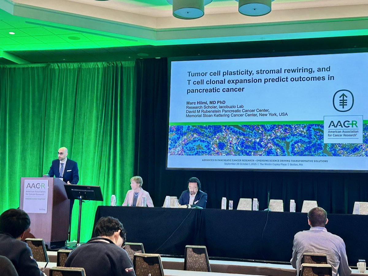 CentralParkWMD's tweet image. Tumor plasticity, stromal rewiring &amp;amp; clonal T cell expansion define response &amp;amp; resistance to PARPi + PD-1i #HRD #PancreaticCancer #POLAR

@MarcHilmi rocked 🎸🤘🏼 - presenting the TCR Infiltrator–Expander #TIE platform - real translational potential.

#sPARKlab #AACRPan25 #PancSM