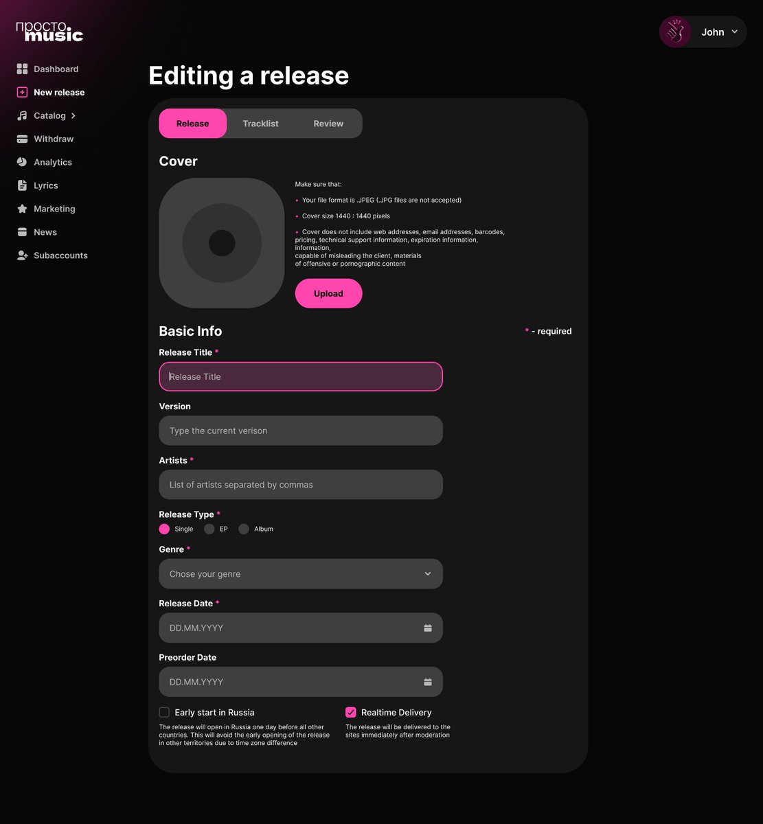KushnirUI's tweet image. Dashboard for another music distribution platform 💫
#Dashboard #musicdistribution #music #distribution #ui #uiux #design #webdesign #web #uidesign #figma