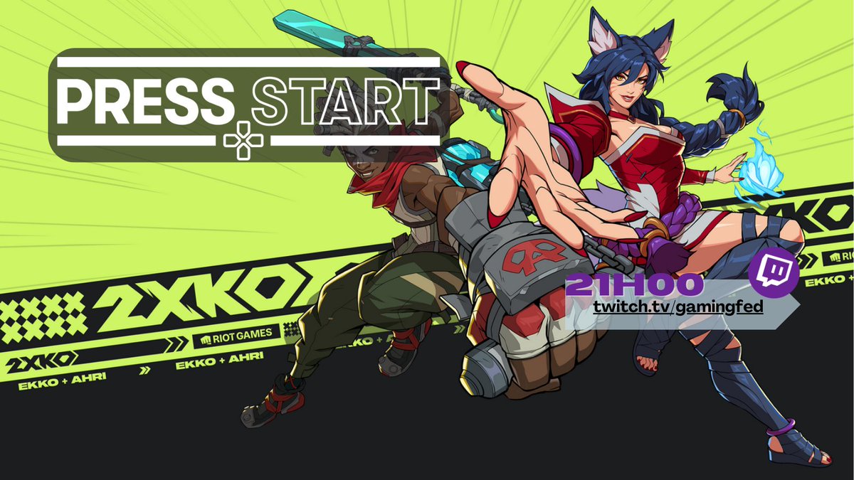 Ce soir #PressStart présente #2XKO. 10 ans après avoir acheté un studio de jeux de baston, #Riot s'apprête enfin à sortir son tag fighter #LeagueOfLegends. Contrôles simplifiés + licence connue = succès? <a href="/Gary_Niet/">Gary Niet</a> &amp; Meteora tentent d'y répondre à 21h sur Twitch.tv/gamingfed