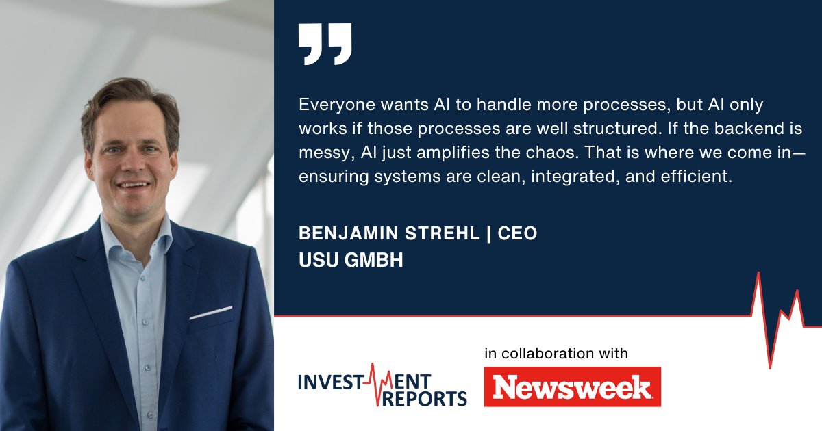 InvReports's tweet image. What does smart IT mean in the age of AI?
Benjamin Strehl, CEO of USU GmbH, weighs in.
Full interview: investmentreports.co/interview/benj…
Featured in The Global Tech Race: AI, Chips and Intelligent Infrastructure, launching October 3rd.
#AI #IntelligentInfrastructure #GlobalTechRace…