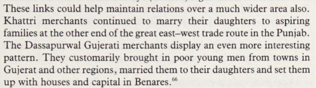 In the 18th c., Dassapurwal Gujarati merchants used to get their daughters married to poor young men, and then they used to set-up trading houses and businesses for their son-in-laws. Even more interesting strategy than the Japanese one of adopted son-in-laws.