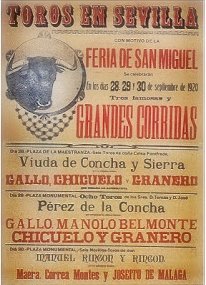Hoy hace 105 años última corrida (al día siguiente fue novillada) en <a href="/MonumentaldeSev/">Monumental de Sevilla</a>, Rafael el Gallo corta 2 orejas a uno de Pérez de la Concha, alterna con Manolo Belmonte, Chicuelo y Granero que había tomado la alternativa el día antes en la Maestranza portaltaurino.net/enciclopedia/d…