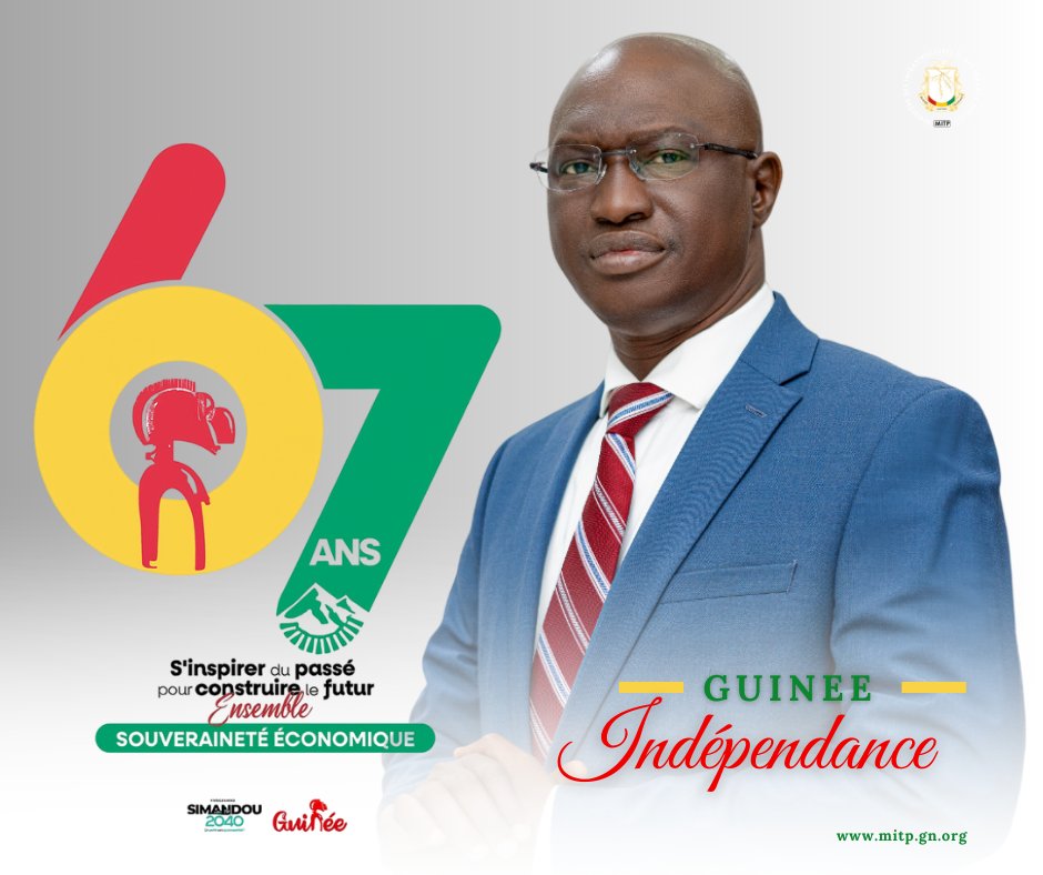 🇬🇳 En prélude au 67ᵉ anniversaire de notre indépendance, je réaffirme mon engagement pour une Guinée forte et solidaire, sous le leadership du Général Mamadi Doumbouya.

 « S’inspirer du passé pour construire le futur ensemble »

#IndépendanceÉconomique #Guinée67ans