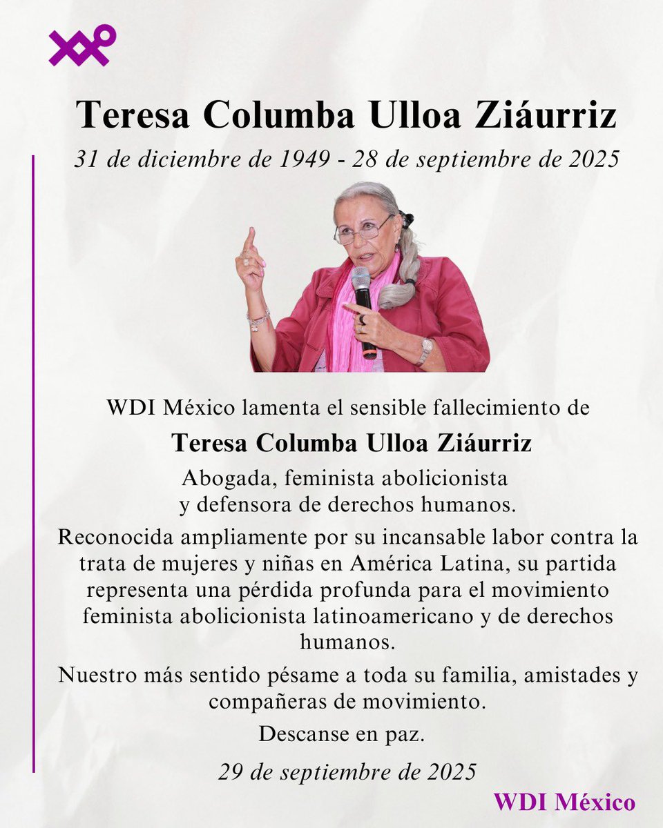 WDI México lamenta el fallecimiento de Tere Ulloa, pilar del feminismo abolicionista latinoamericano