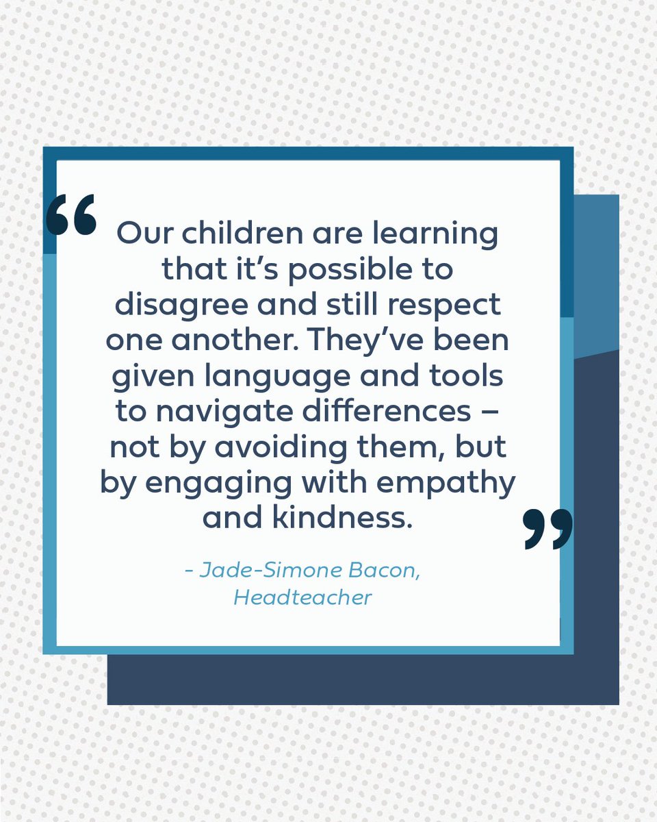 Difference (@differencerln) on Twitter photo "Our children are learning that it’s possible to disagree and still respect one another."
– Jade-Simone Bacon, Headteacher
Difference for Primary Schools is available now!
Find out more... difference.rln.global/primary-schools "Our children are learning that it’s possible to disagree and still respect one another."
– Jade-Simone Bacon, Headteacher
Difference for Primary Schools is available now!
Find out more... difference.rln.global/primary-schools