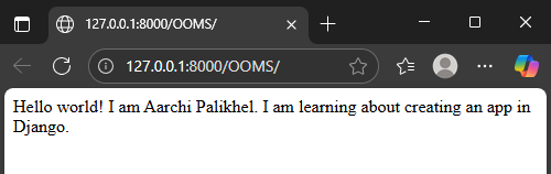 AarchiPalikhel's tweet photo. Today I learned the role of Django Apps. The key application was coordinating between 3 files: project https://t.co/rD7khky6as (using include), app https://t.co/rD7khky6as (defining route), & https://t.co/SebSgn7tkG (handling request). #LUD2 #LearningUtsav2025 #FestivalOfLearning https://t.co/zPHQ6vYYFW