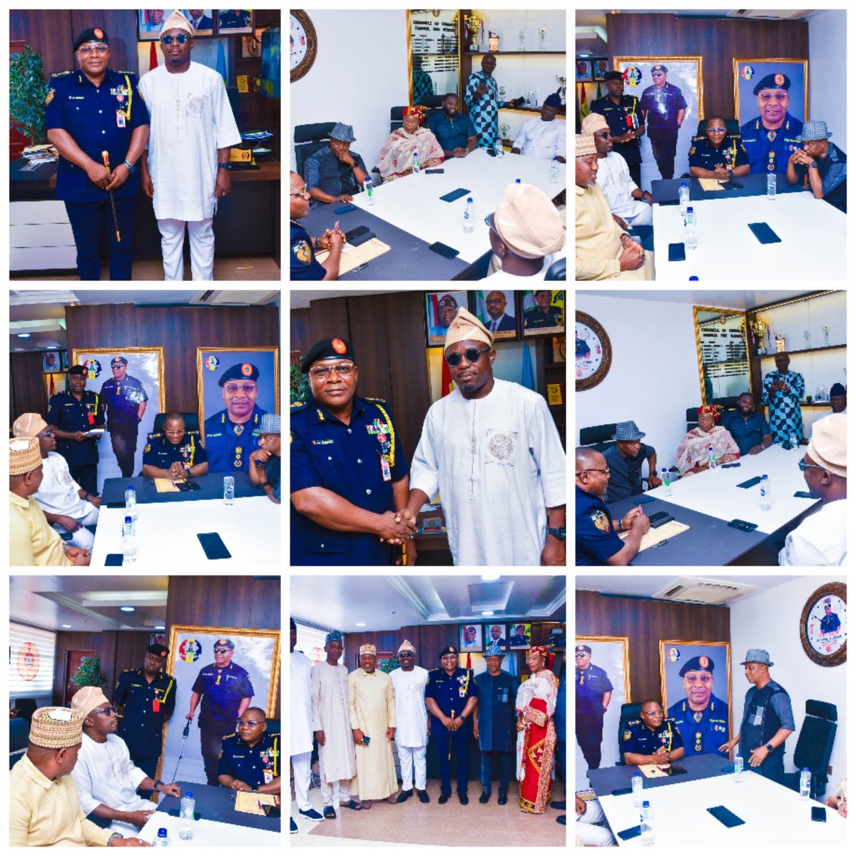 Fedfireng's tweet photo. PICTURE NEWS

The Controller General, Federal Fire Service, Olumode Samuel Adeyemi, FCNA, ACTI, received the Kogi State Forum of Special Advisers, led by Omoluwabi Bode Adeyemi, Special Adviser to the Kogi State Governor on Energy Matters, at the Federal Fire Service National Headquarters, Abuja. 
The visit focused on strengthening collaboration in fire safety, including plans for a training school and a new station in Lokoja. CGF Adeyemi assured the Forum of the Service’s continued support for Kogi State and thanked the Governor and Forum for the historic visit, which underscores a renewed drive to enhance fire safety and emergency management in the state.

Signed:
DCF P.O. Abraham, LLB, BL, ANIPR
National PRO / Head, Corporate Services
Federal Fire Service
National Headquarters
29/09/2025