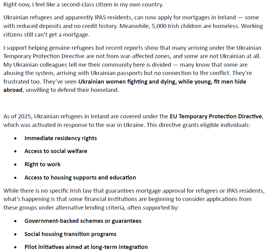 MichaelK_Kelly's tweet photo. Refugees can now apply for mortgages with reduced criteria — while 5,000 Irish children are homeless. 

This isn’t hate. It’s a call for fairness

@fiannafailparty @FineGeal @rtenews @IrishRefugeeCo @SkyNews @griptmedia https://t.co/s08N1gXV8v