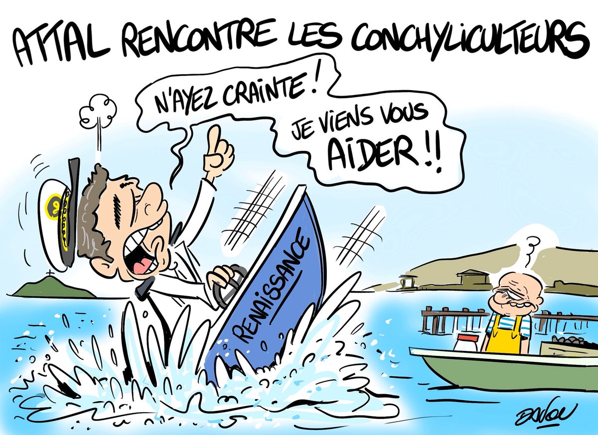 Dans @midilibresete aujourd’hui 
Gabriel Attal en visite sur l’étang de Thau

#dadou ✍🏻 dadoubd.com

#ostreiculture #peche #pecheur #sete #huitres #agriculture #info #actu #caricature #dessin #DessinDePresse