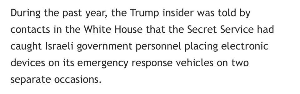 KeenerMB's tweet image. Dang.

It reminds me of the @TheGrayzoneNews   Article that said Israel was spying on White House emergency response vehicles.

But probably totally different and unrelated.

#secretservice