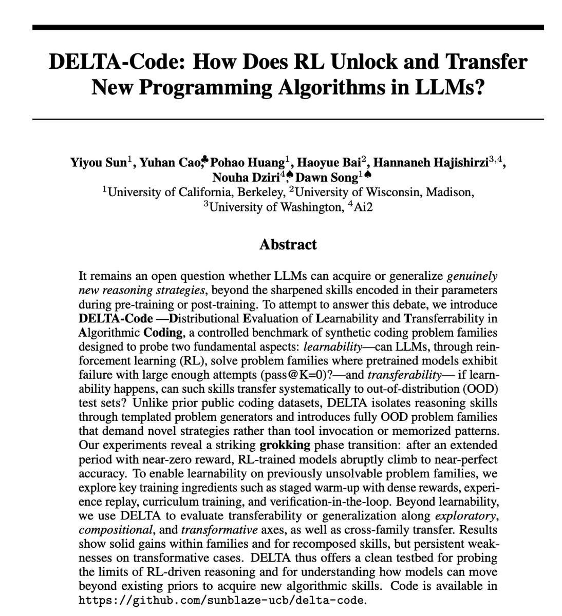 [New work🥁] Can RL actually teach NEW solutions, or is it just polishing what already the model learnt in pre-training/mid-training/post-training? 🤔 🧵👇

Can models truly be creative with incredibly challenging problems e.g., math, code, etc

This has been the big question