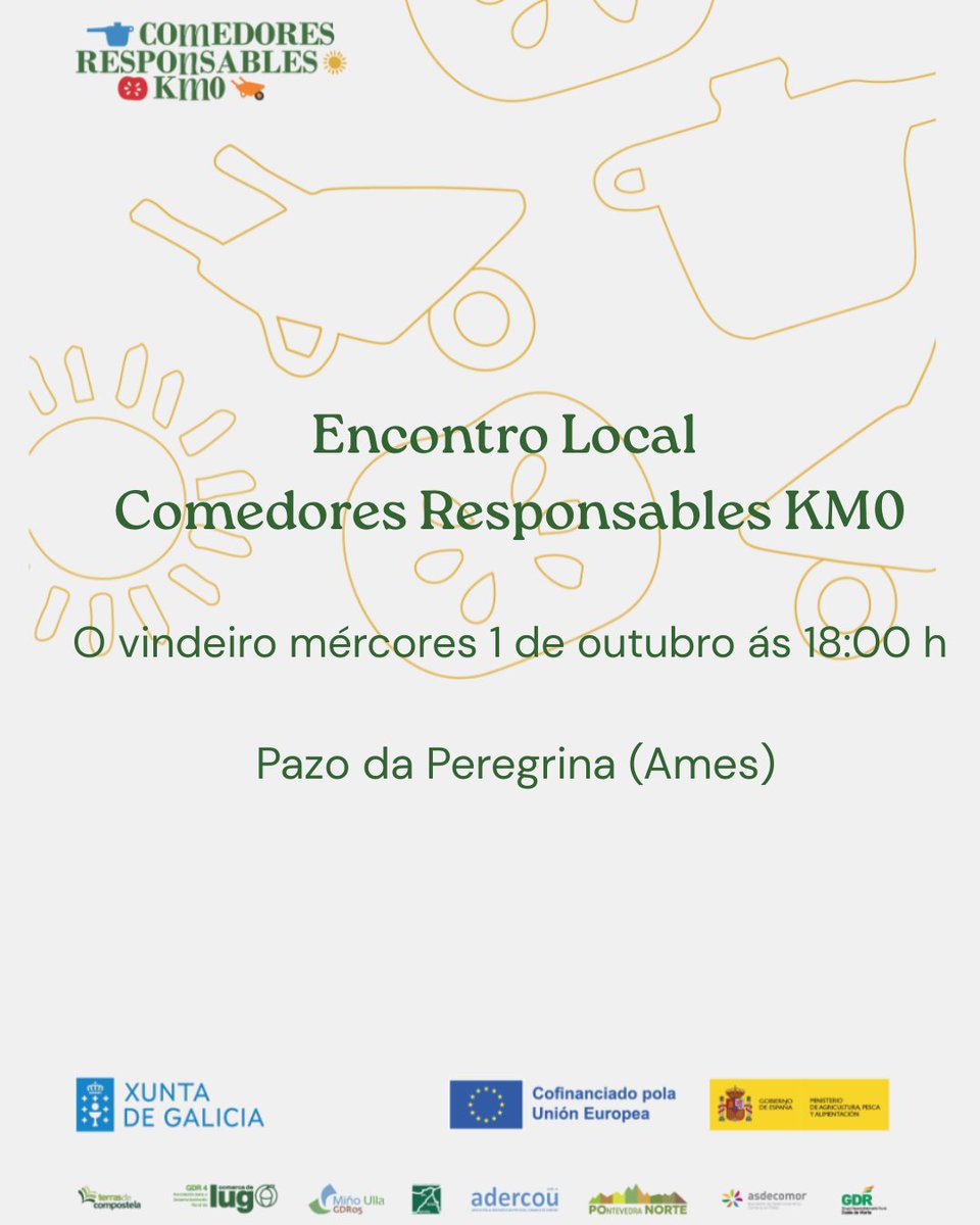 🌱✨ Se es produtor/a, gandeiro/a, transformador/a ou traballas nun centro escolar con cociña propia… este encontro é para ti!

🗓 1/10 – 18h | 📍Pazo da Peregrina (Ames).

Falaremos de #AlimentaciónSaudable, normativa e futuro sostible.

👉 info@terrasdecompostela.org