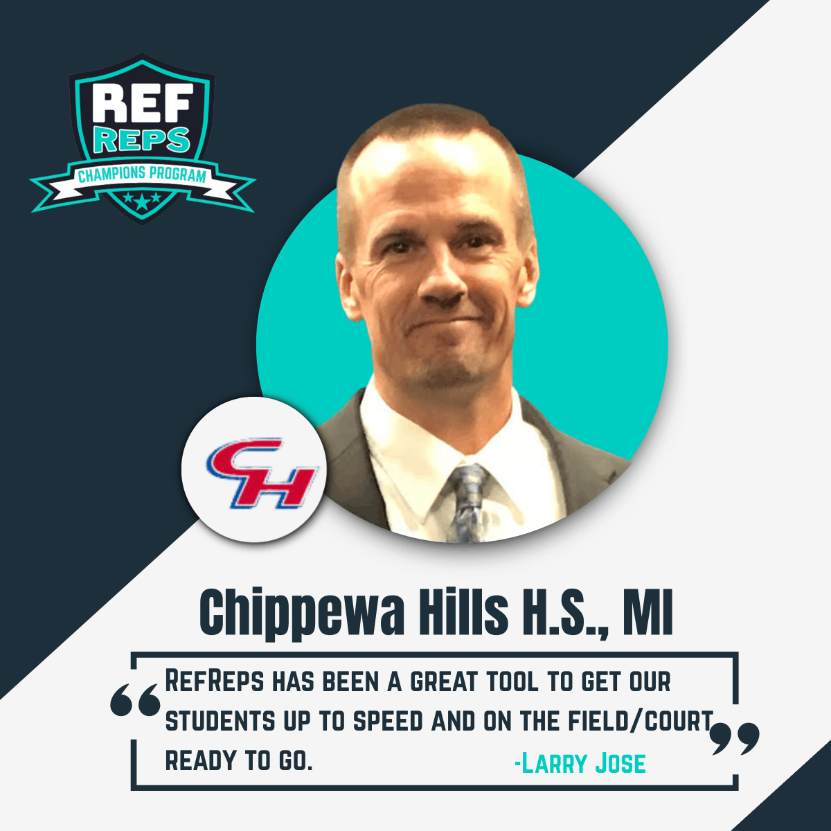 RefReps's tweet image. Our Champions Program celebrates schools leading the way with the RefReps Officiating Education System as early adopters.
Larry Jose from Chippewa Hills High School (MI) shared his enthusiasm about bringing RefReps to his students!
#RefReps #BehindtheWhistle #curriculum…
