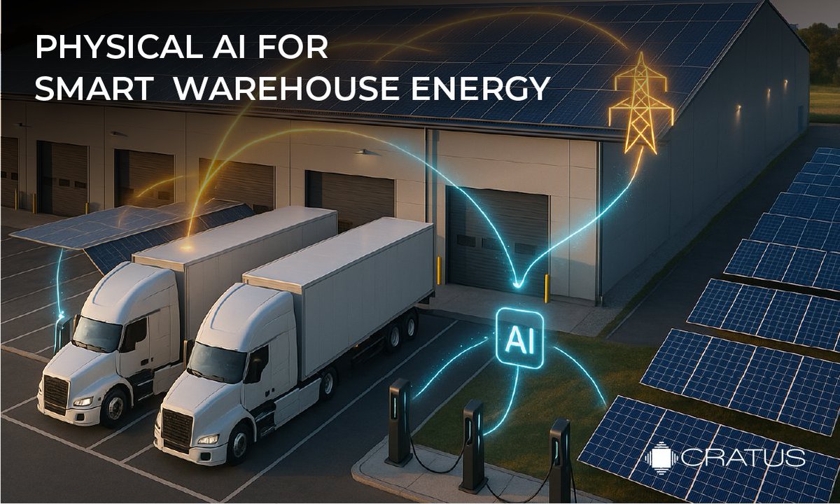 CRATUSTECH's tweet image. Warehouses are becoming energy hubs, using Physical AI to manage solar, EV fleets, and heavy machinery in real time.
🔗 Read more: cratustech.com/blog/physical-…
 #PhysicalAI #SmartWarehouses #EnergyManagement #CratusTechnology