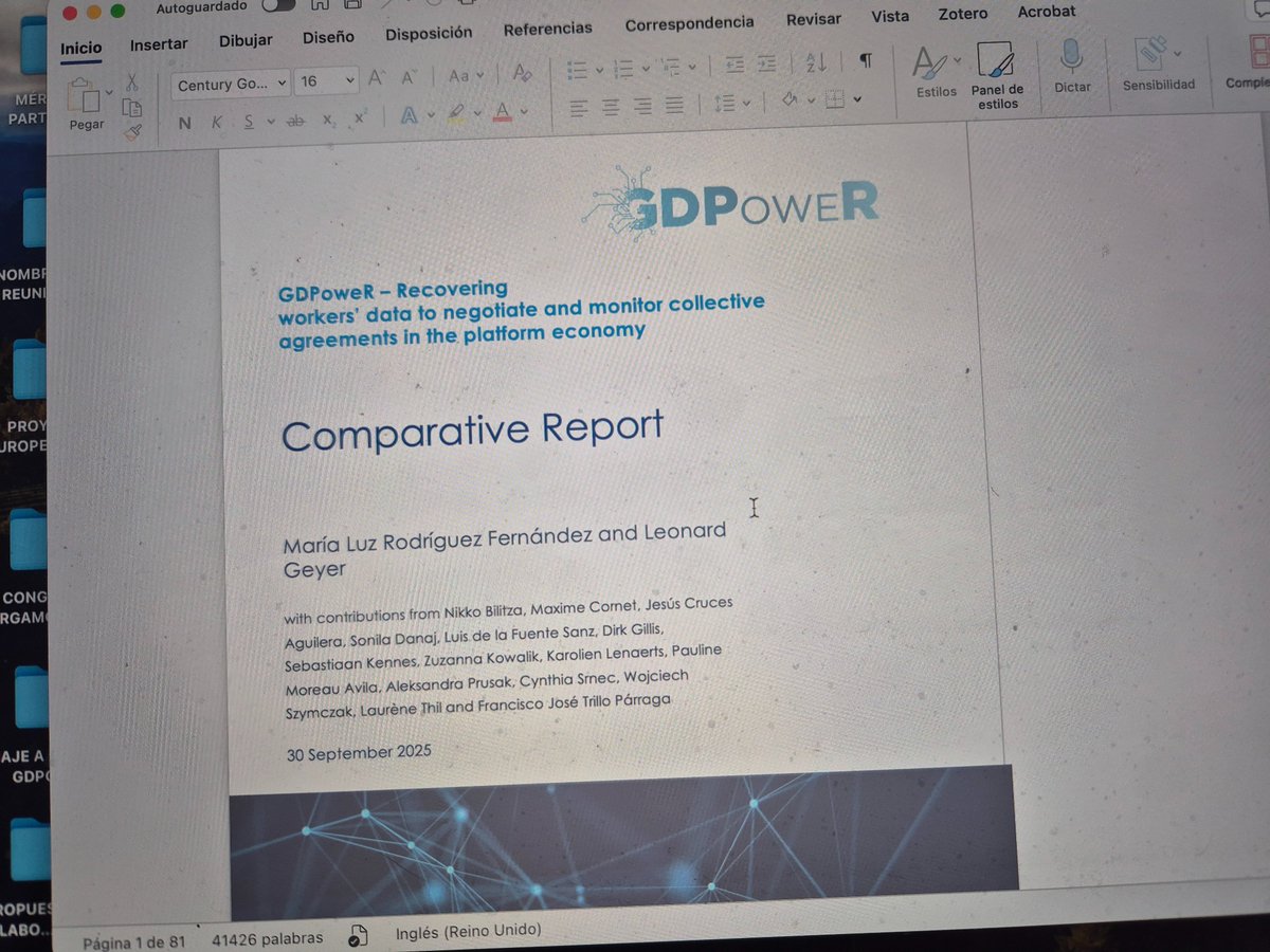 rodriguezluz_'s tweet photo. Casi dos años de trabajo en #GDPoweR a punto de ver la luz. Es informe comparado de Austria, Bélgica, España, Francia y Polonia sobre utilización derecho de acceso a datos personales de trabajadores en plataformas de reparto y transporte para fortalecer la negociación colectiva. https://t.co/4gSxbjuH1r