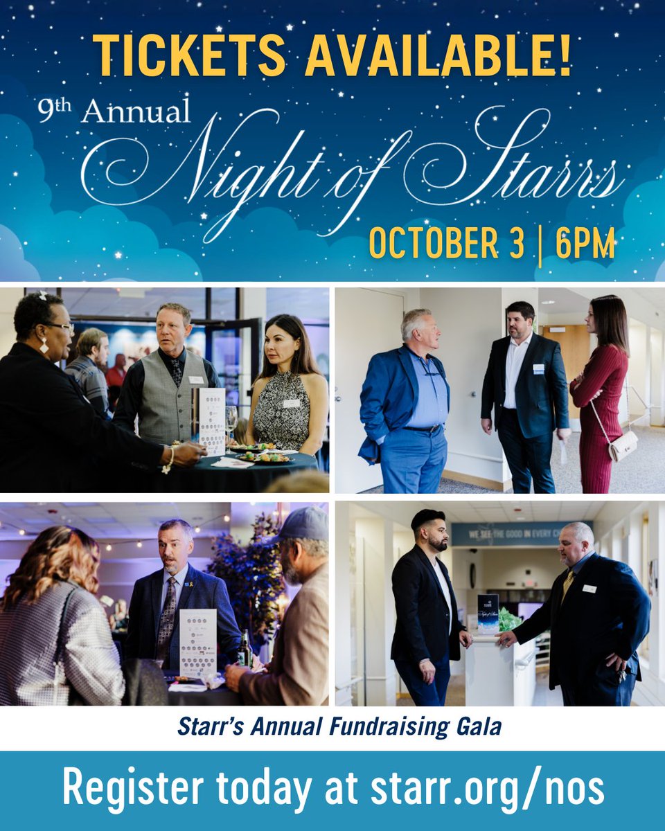 🌟 Night of Starrs is almost here!

📅 October 3 | Check-in begins at 5:45 PM | Event begins at 6 PM

Don’t miss an unforgettable evening of celebration and connection. 

🎟️hubs.ly/Q03LlCCC0 

#DrivenToHeal #NightOfStarrs