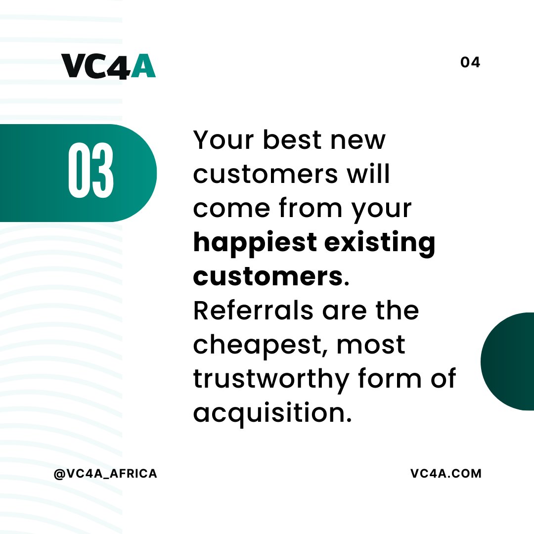 VC4A_Africa's tweet image. Build sustainable customer acquisition for your business by focusing on adding value first. How?

💬 Solve one problem well.

🆓 Build trust with a free, valuable tool.

📣 Activate growth via strong referral incentives.

#VC4A #Strategy #CustomerAcquisition #Growth