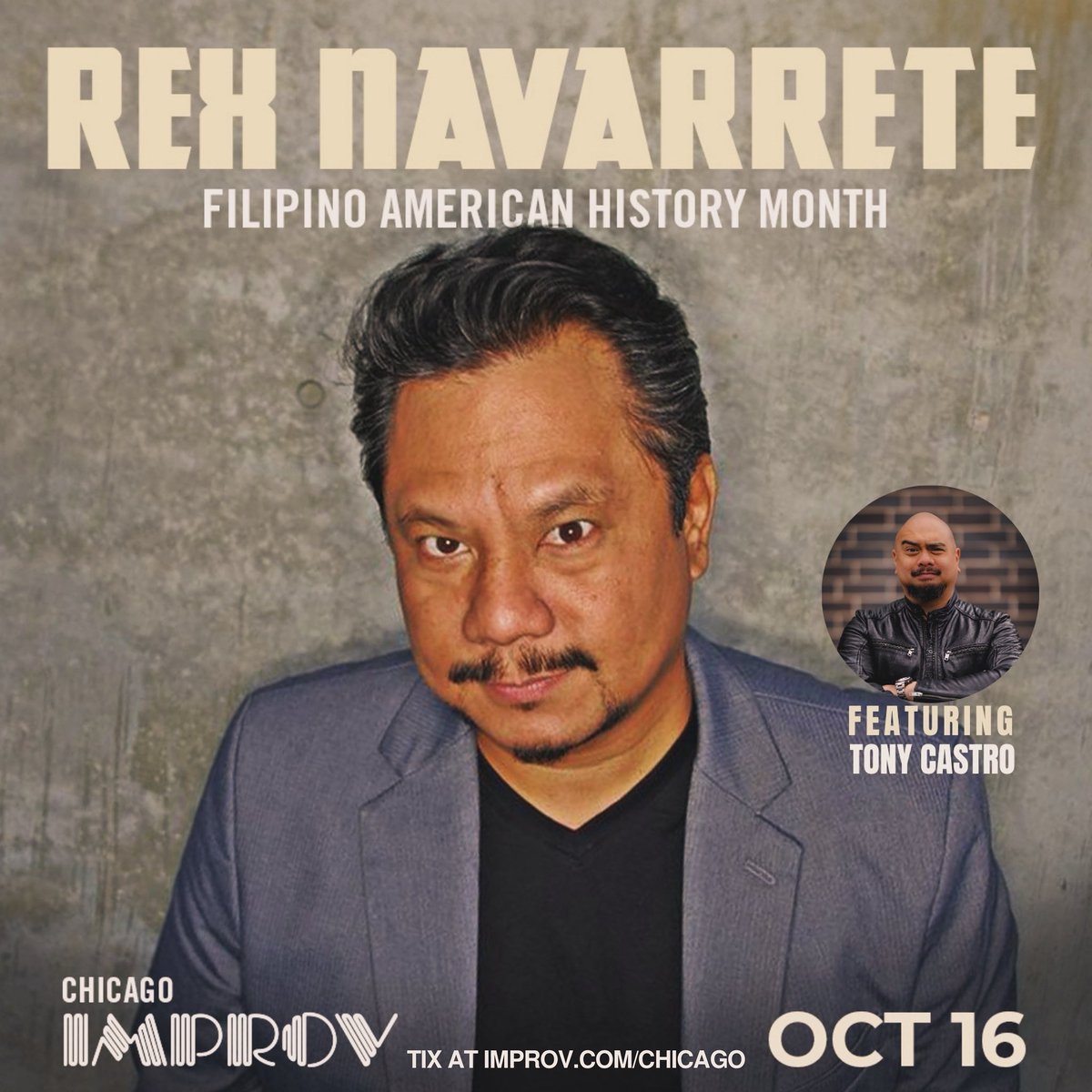 rexnavarrete's tweet photo. YO, CHICAGO!……October 16th (Thurs 7pm), celebrate FilAm History Month with me at the @improvchicago hosted by @tonycastrocomedy, get your tix now in my bio link or at this link:

https://t.co/cTecct6hlO

#filipinocomedy #rexnavarrete #improvcomedyclub #chicagostandupcomedy https://t.co/bvWETedr2C