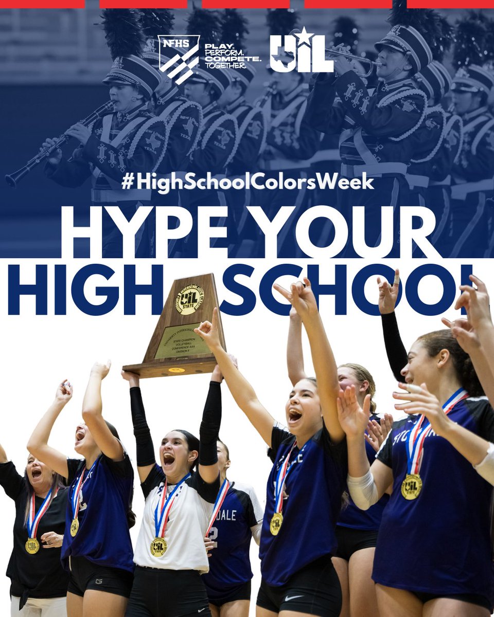 Texas UIL (@uiltexas) on Twitter photo Join us in celebrating national #HighSchoolColorsWeek! 
Wearing your school colors is a way to show pride, tradition, and represent your community. 💙💛 
Show us your school spirit- drop your high school colors in the comments below! Join us in celebrating national #HighSchoolColorsWeek! 
Wearing your school colors is a way to show pride, tradition, and represent your community. 💙💛 
Show us your school spirit- drop your high school colors in the comments below!