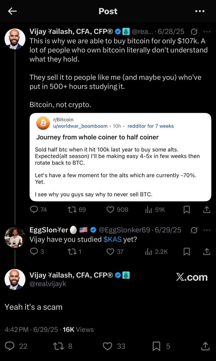 realvijayk's tweet image. Three months ago, I was a bitcoin maxi and called $KAS a scam.
Today, I can't stop thinking about $KAS and how to help grow its adoption.
Perceptions can change in an instant. All one must do is keep an open mind and look at things critically.