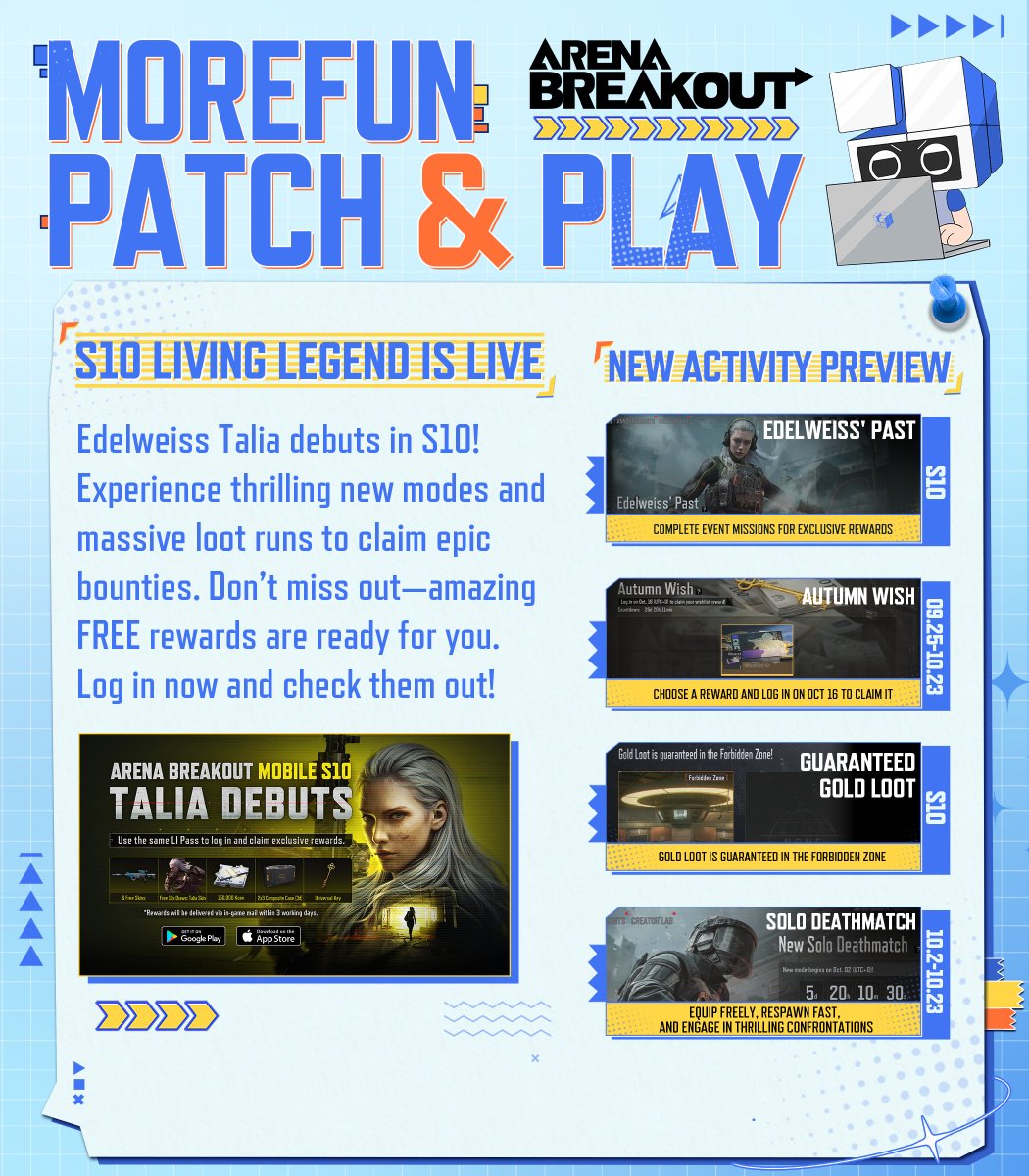 MoreFunStudios's tweet image. Morefun Patch &amp;amp; Play is back this October with thrilling updates in Arena Breakout and Arena Breakout: Infinite! Get ready for new challenges and rewards!

#games #ArenaBreakout #arenabreakoutinfinite #ArenaBreakoutPC #fyp #ArenaBreakoutS10