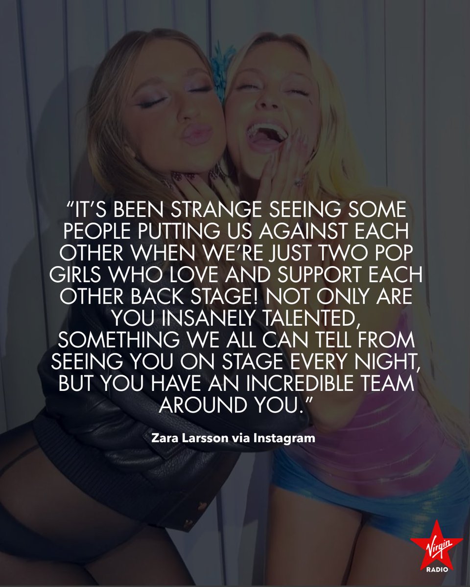 To celebrate wrapping up opening for Tate on her “Miss Possessive” tour, Zara posted photos including one of them on tour. Zara expressed how much she loved the tour and addressed the rumours that there was anything but love between the two singers.

📸: Zara Larsson/ Instagram