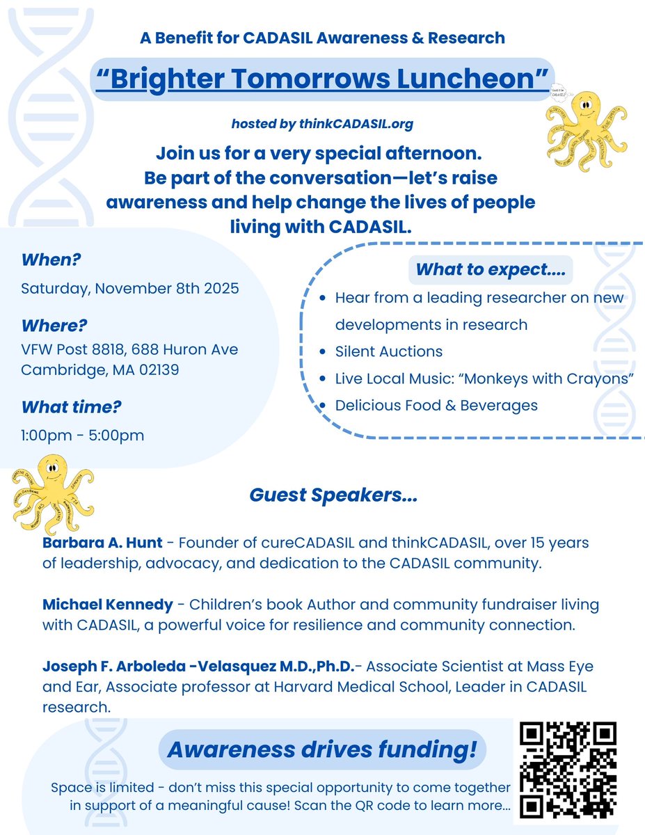 This event is shaping up to be something truly special, thanks to the dedication and hard work of the thinkCADASIL team! I am very excited to take part in this special event! Get your tickets now, I'll see you there! thinkcadasil.org/fundraiser-inf…
