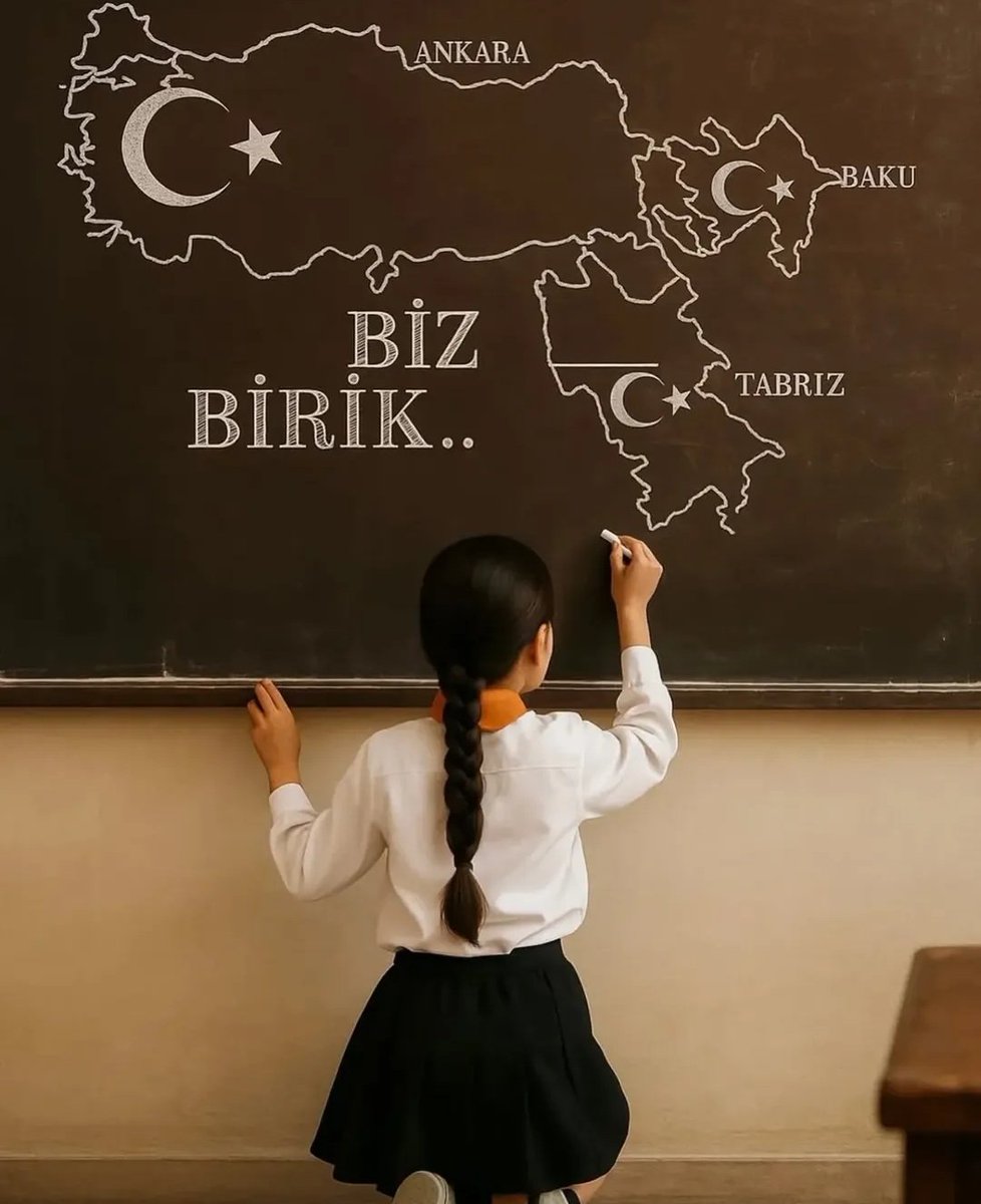 Tebriz, Bakü, Ankara biz biriz.
Büyük Türk milleti.