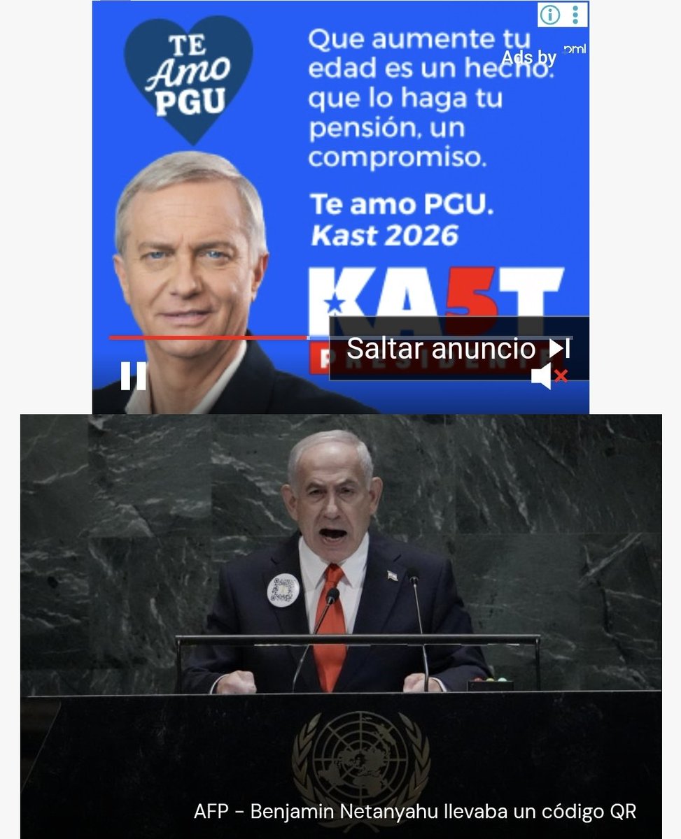 Rorro_logo's tweet image. Coincidentemente en una página de noticias online de @T13 sobre la imagen del video del genocida Netanyahu aparece publicidad del K_Kast. #SameEnergy