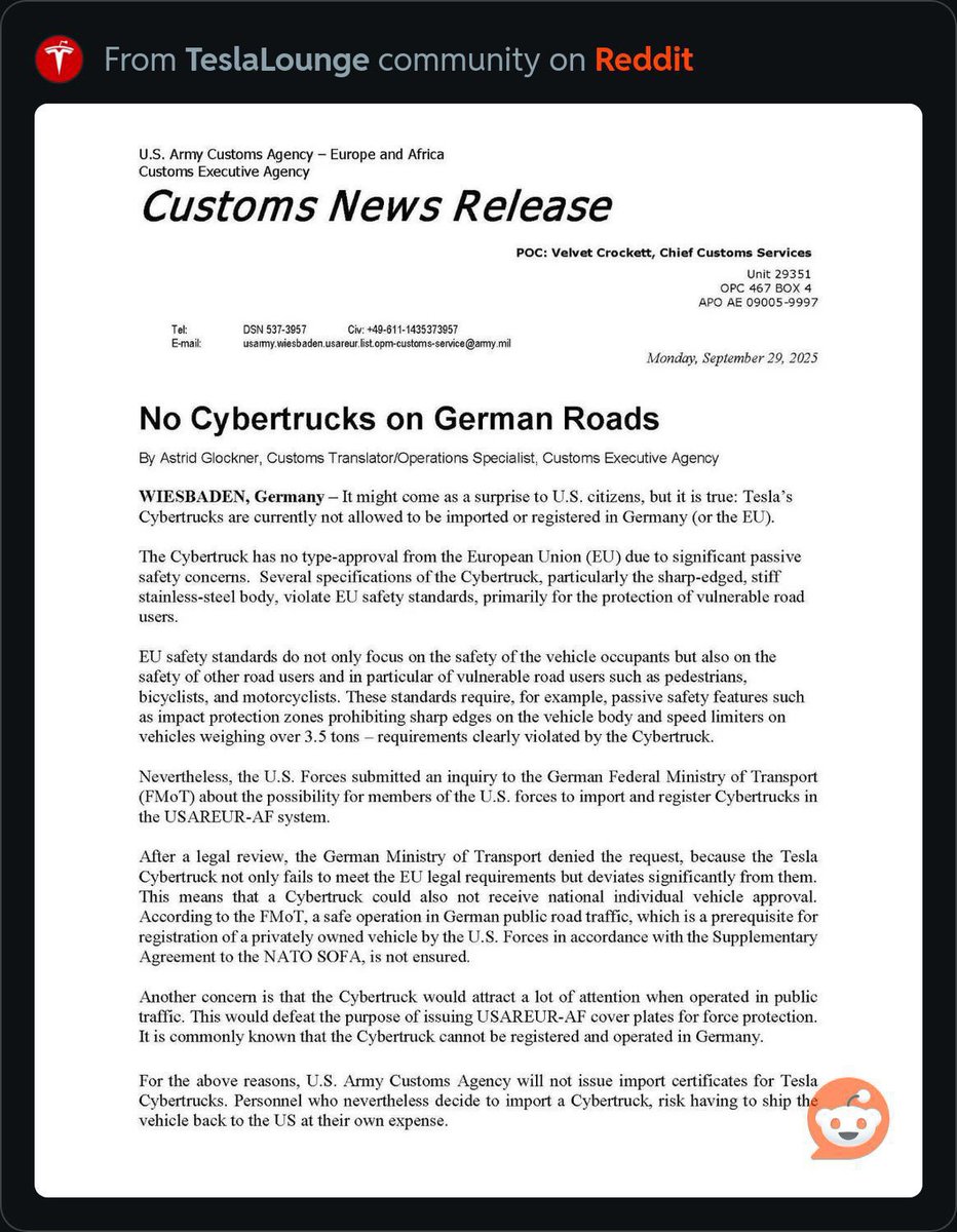 No #Cybertrucks on German roads!