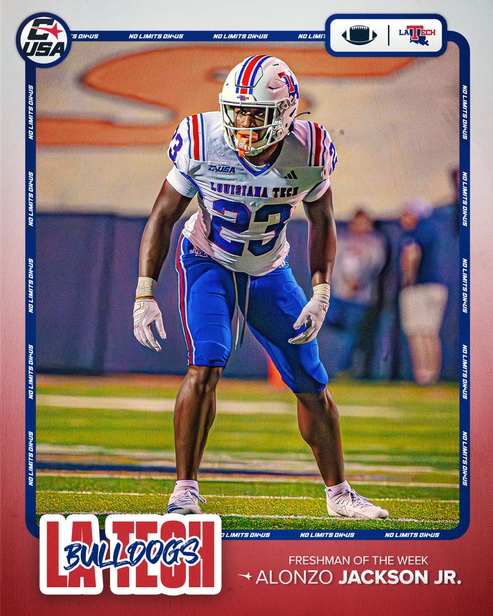 Conference USA (@conferenceusa) on Twitter photo 🏈 FRESHMAN OF THE WEEK 🏈
🏅1⃣ Alonzo Jackson Jr., <a href="/LATechFB/">LA Tech Football 🏈</a> 
#NoLimitsOnUs | bit.ly/4o05OIl 🏈 FRESHMAN OF THE WEEK 🏈
🏅1⃣ Alonzo Jackson Jr., <a href="/LATechFB/">LA Tech Football 🏈</a> 
#NoLimitsOnUs | bit.ly/4o05OIl