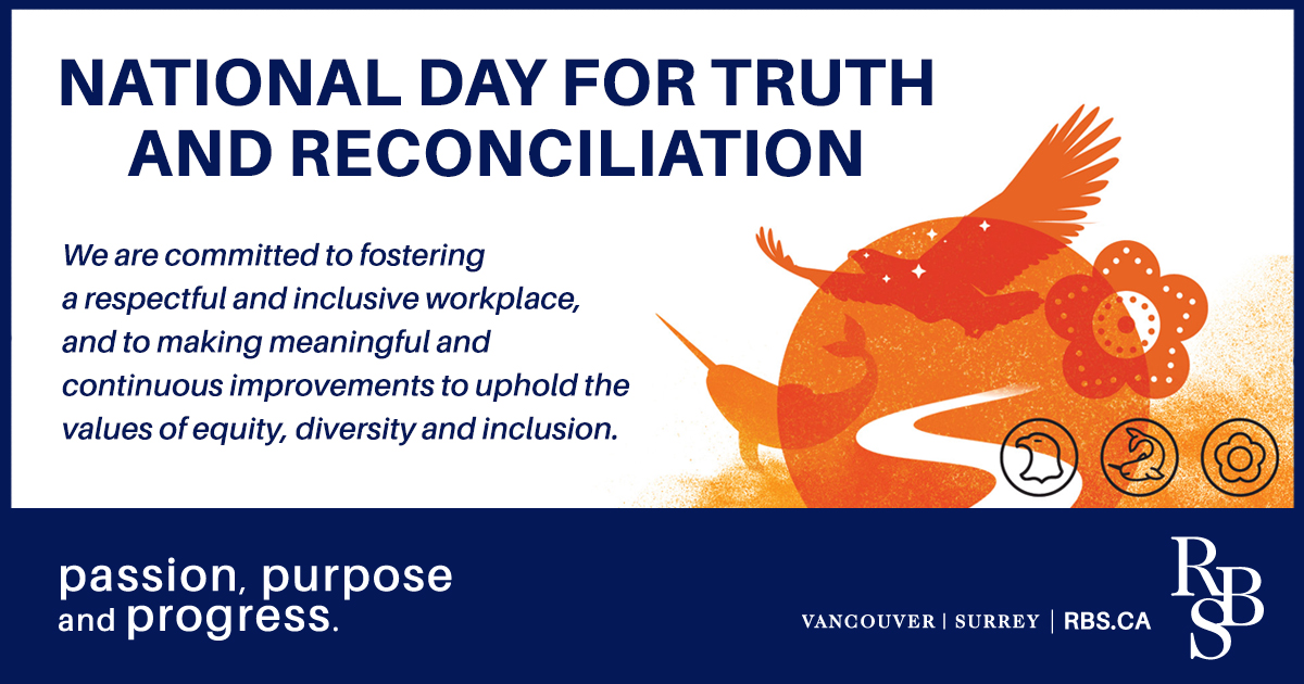 As the National Day for Truth and Reconciliation nears, we commit to listening, learning, and supporting efforts that promote healing and inclusivity. #TruthAndReconciliation #OrangeShirtDay #10YearsOfTRC #RBS