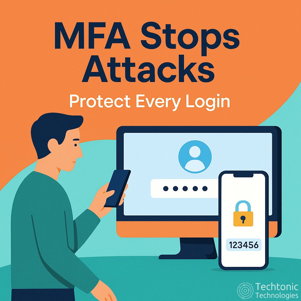 techtonictechno's tweet image. 80% of data breaches start with stolen or weak passwords.  

Multi-factor authentication (MFA) blocks that.  

We make MFA simple to roll out across all your business tools, so your team stays protected without extra headaches.