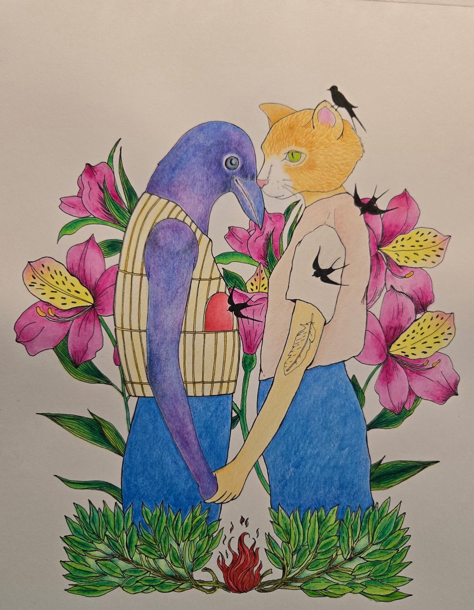 SolarArtsBuild's tweet image. “If You’re a Bird, I’m a Bird” by Lisa Cooper @laughingmoonartstudio (Instagram) for EMPATHY ART SHOW October 2nd 5-9pm &amp;amp; October 4th 12-6pm. Mixed Media on on hot press paper.  #solarartsbuilding #nemplsartsdistrict